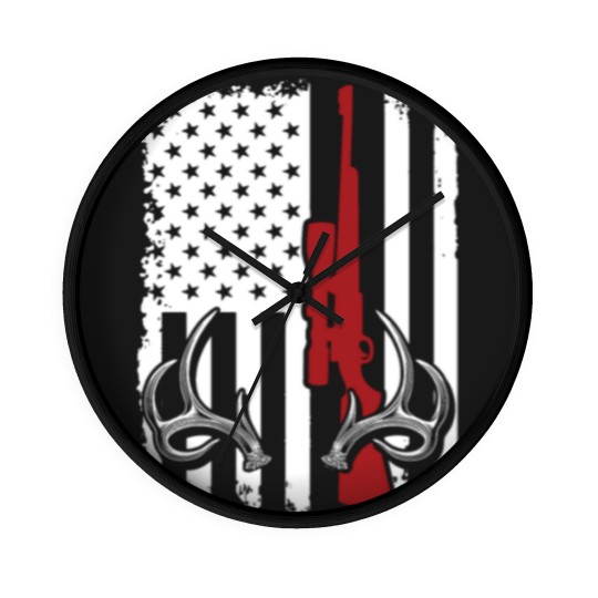 Discover Deer Hunting American Flag Wall Clocks