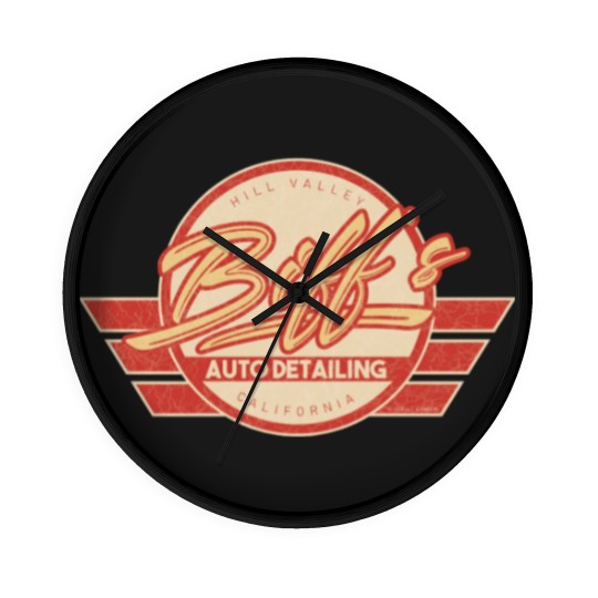 Discover Biff's Auto Detailing in Distressed Red - Back To The Future - Wall Clocks