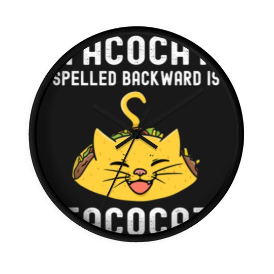 Discover Tacocat Spelled Backward Is Tacocat Lover Cat & Taco Wall Clocks