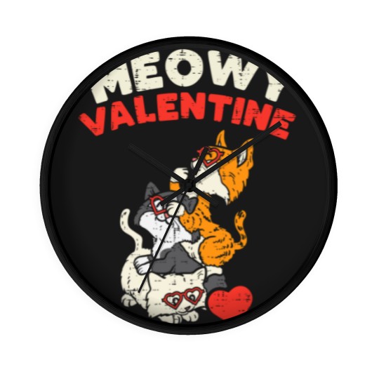 Discover Meowy Valentine Cats Kitten Cat Valentines Day Wall Clocks