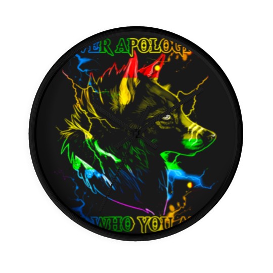 Discover Rainbow Wolf Wall Clocks Gay Wolfs Rainbow Wolfs skin Gay Pride LGBT