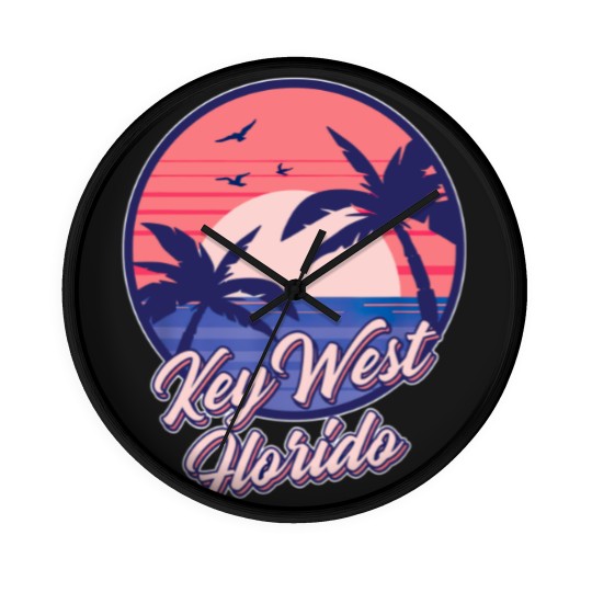 Discover Key West Florida Sunset Beach Summer Seawaves Wall Clocks