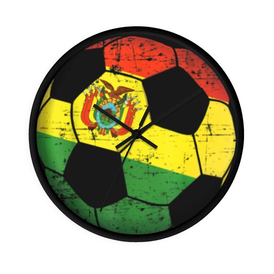 Discover Bolivia Soccer Ball Flag Wall Clocks