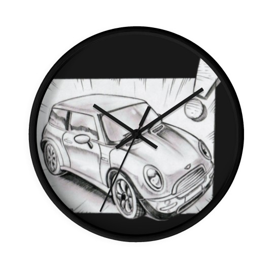 Discover Mini Cooper pencil sketch - Mini Cooper - Wall Clocks