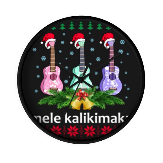 Discover Mele Kalikimaka Wall Clocks Ukulele Guitar Hawaii Christmas Wall Clocks