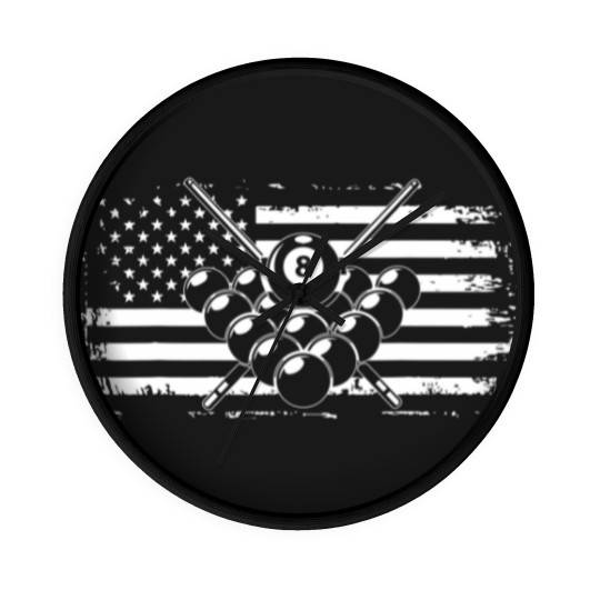 Discover Billiards Pool American Flag Wall Clocks