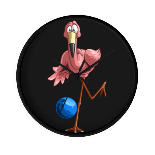 Discover Cool Bowling Flamingo | Funny Shorebirds Lover Player Gift Wall Clocks