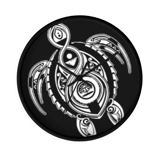 Discover Hawaii Turtle Tribal Art Wall Clocks