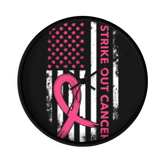 Discover Strike Out Cancer US Flag Wall Clocks