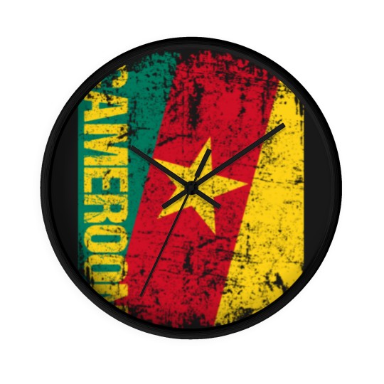 Discover Cameroon Flag Vintage Distressed Wall Clocks