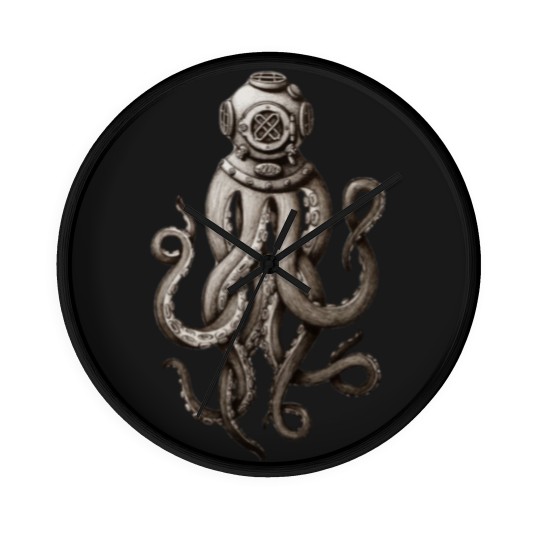 Discover Retro Fashion SCUBA Diver Weird Killer Octopus Wall Clocks