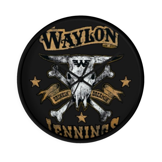Discover Waylon Jennings Logo Design Classic Wall Clocks
