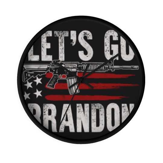 Discover Gun American Flag Patriots Let's Go Brandon  Wall Clocks