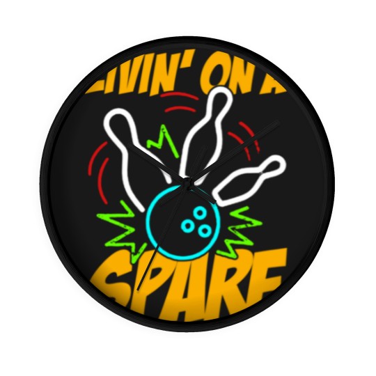 Discover Livin on a Spare Funny Bowling Bowler Wall Clocks