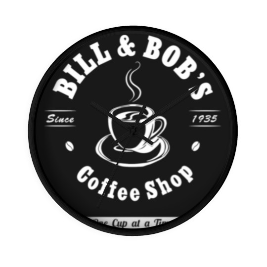 Discover Bill And Bob'S Coffee Shop Aa Recovery Gift Wall Clocks