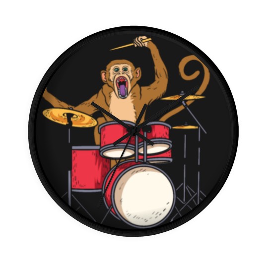 Discover Monkey Playing Drums Drummer Band The Animal Wall Clocks