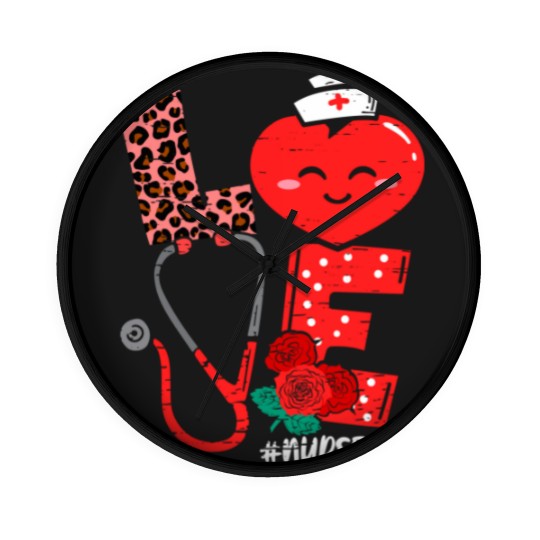 Discover Love Heart Stethoscope Nurse Life Valentine Day 2022 Women Wall Clocks