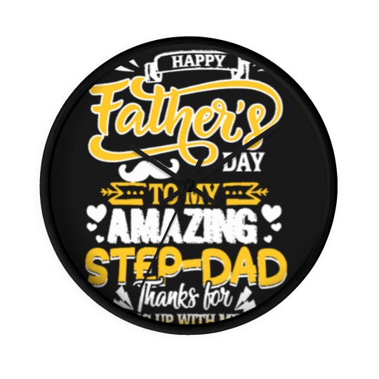 Discover Funny Family Gift To My Dear Amazing Step- Dad Thank For Putting Up With My Mom (1) Wall Clocks