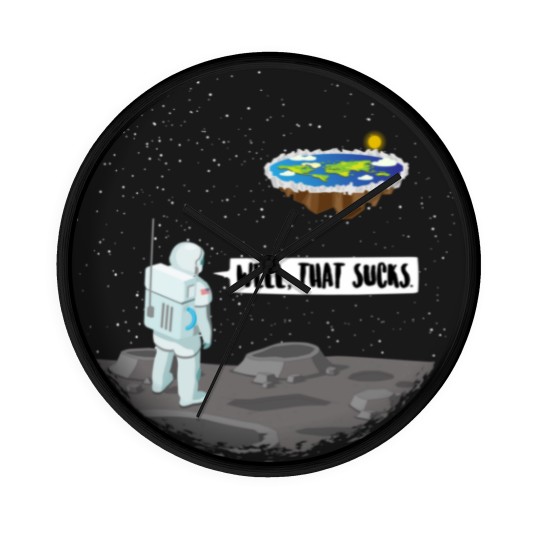 Discover Funny Flat Earth Astronaut - Well That Sucks Wall Clocks