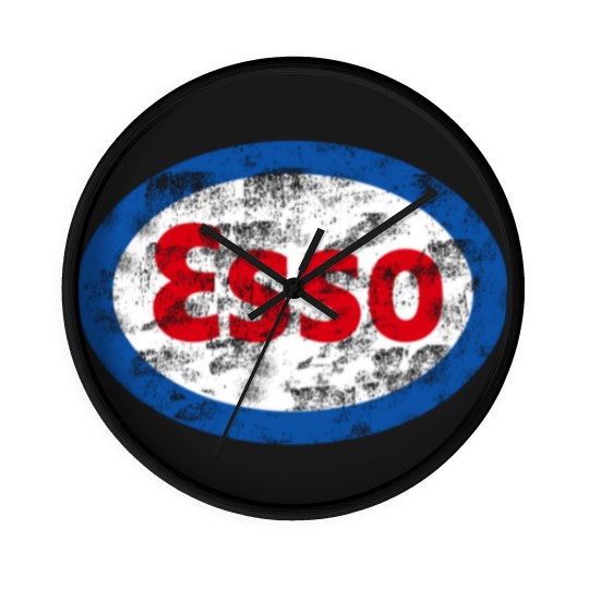Discover Vintage distressed Esso logo - Auto Racing - Wall Clocks