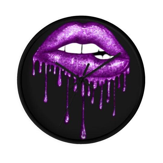 Discover Drip Purple Lips - Lips - Wall Clocks