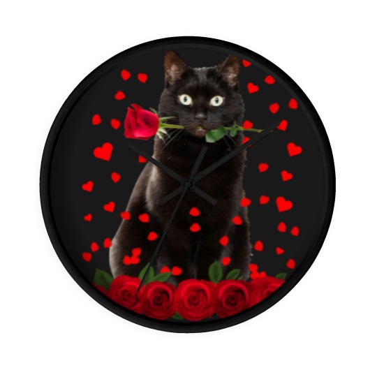 Discover Black Cat Valentines Day Teenager Wall Clocks