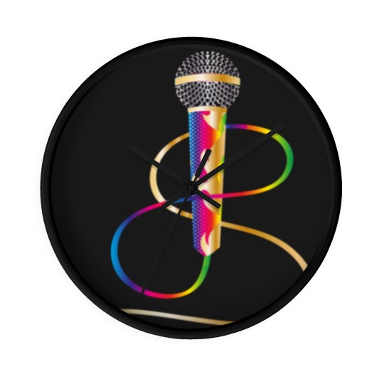 Discover stylish microphone with rainbow handle Wall Clocks