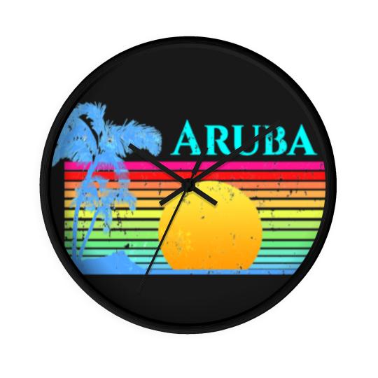 Discover Retro Beach Aruba Sunset - Aruba - Wall Clocks