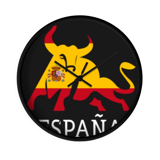 Discover Spain Spanish Flag Souvenir Toro España Bull Silhouette - Spanish Spain Flag Souvenir Bull S - Wall Clocks