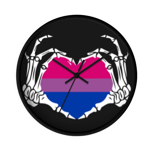 Discover Skeleton Hand Heart Bisexual Funny Halloween Wall Clocks