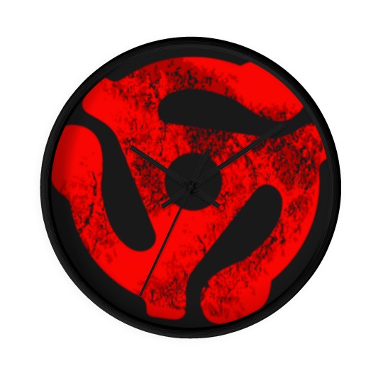 Discover Music Turntable Record Dj Red 45 Rpm Adapter Wall Clocks