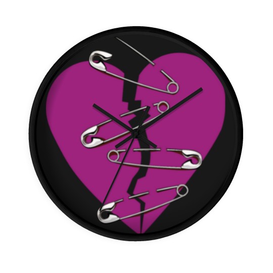 Discover Broken heart and safety pins gift Wall Clocks