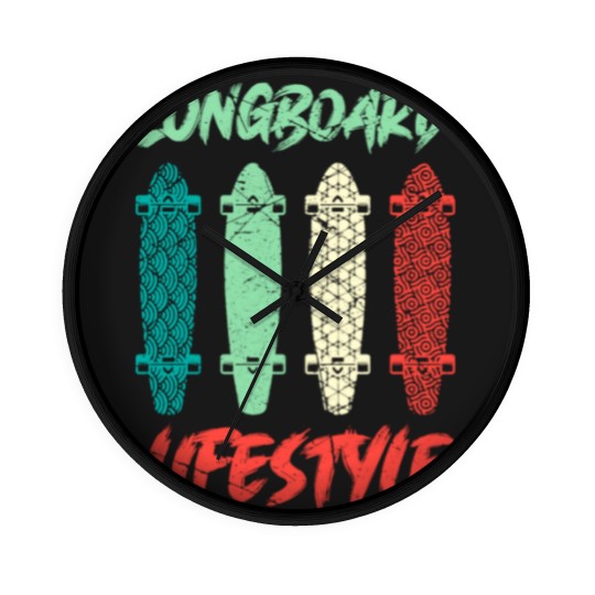 Discover Longboard Lifestyle Skateboarder Saying Gift Wall Clocks