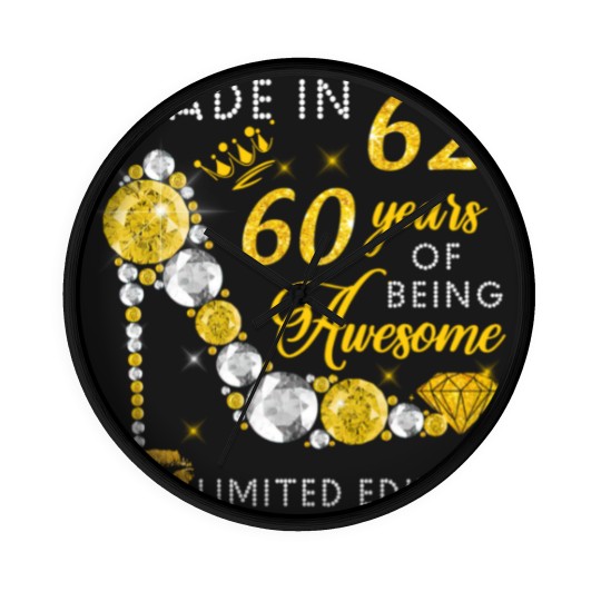 Discover Made In 1962  60 Years Of Being Awesome Jewelry Gold Sparkle - Made In 1962 - Wall Clocks