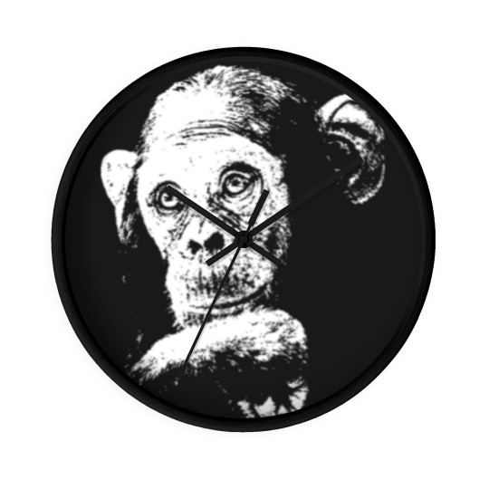 Discover Chimp - Chimpanzee - The malancholy thinker Wall Clocks