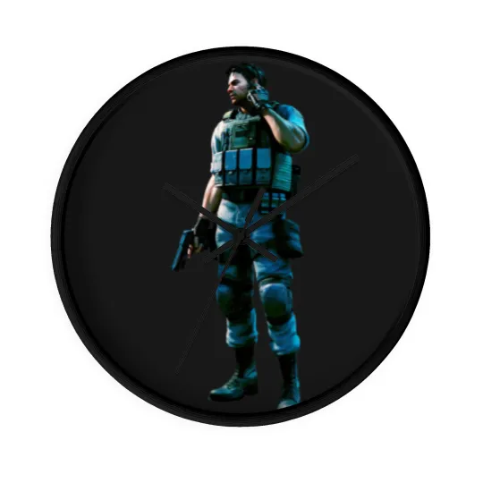 Discover Chris Redfield Residence Evil Biohazard 5 Gold Premium Unisex Wall Clocks