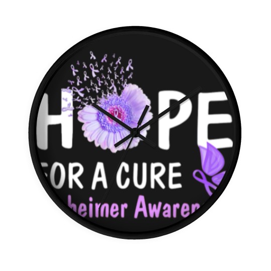 Discover Hope For A Cure Alzheimer's Awareness Flower Gift Wall Clocks