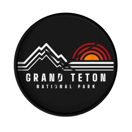 Discover Grand Teton National Park Vintage Mountain Sunset Retro Gift Wall Clocks