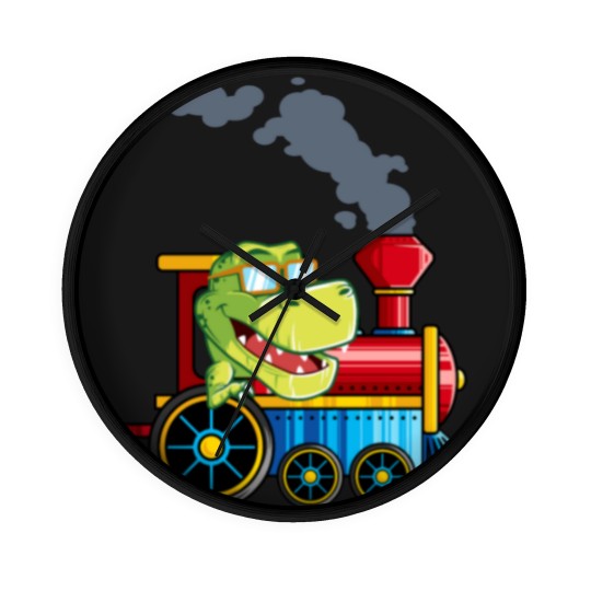 Discover Funny Dinosaur Riding A Train Tyrannosaurus Dino B Wall Clocks
