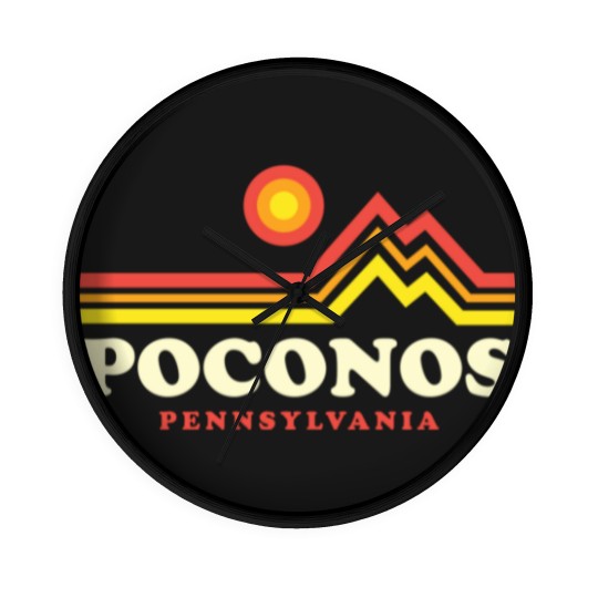 Discover Pocono Mountains Retro Pennsylvania - Poconos - Wall Clocks