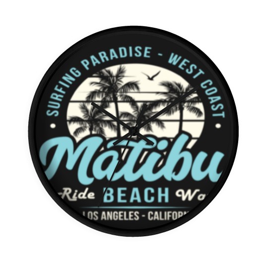 Discover Surfing Paradise Malibu Beach Ride Wave Wall Clocks