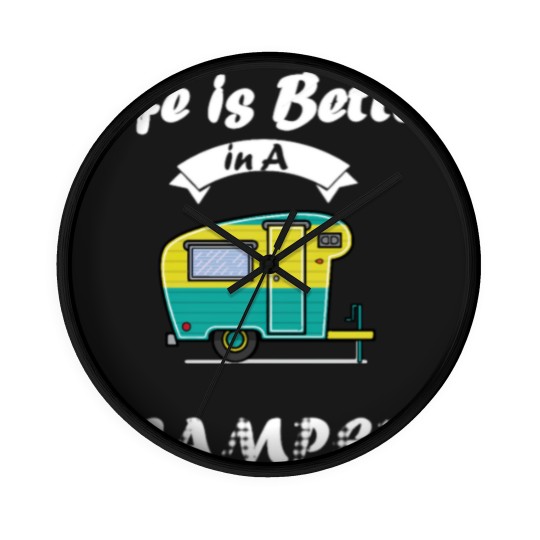 Discover Happy Life in Camper - camping Wall Clocks