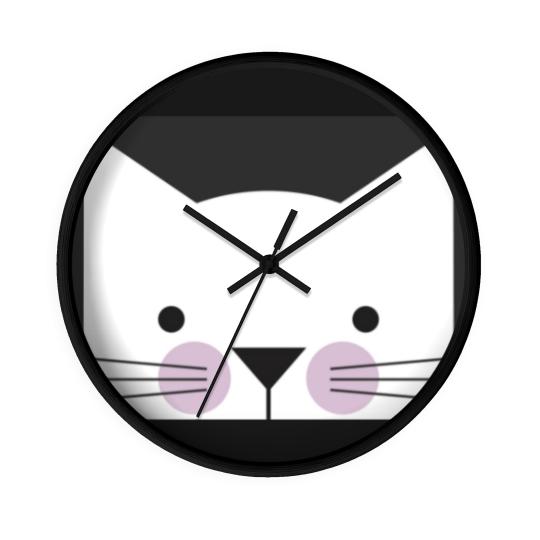 Discover Peek-a-Boo Kitty, Black and White with Lavender Cheeks - Cats - Wall Clocks