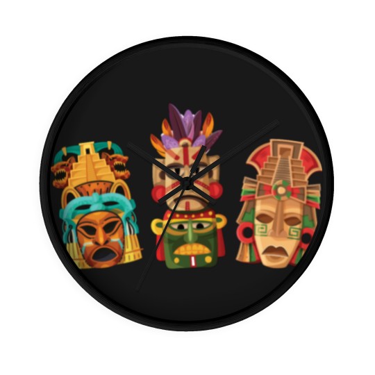 Discover Aztec Mask Inca Culture Maya Civilization Gift Wall Clocks
