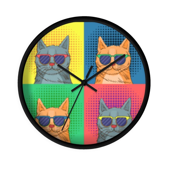 Discover cat pop art Wall Clocks