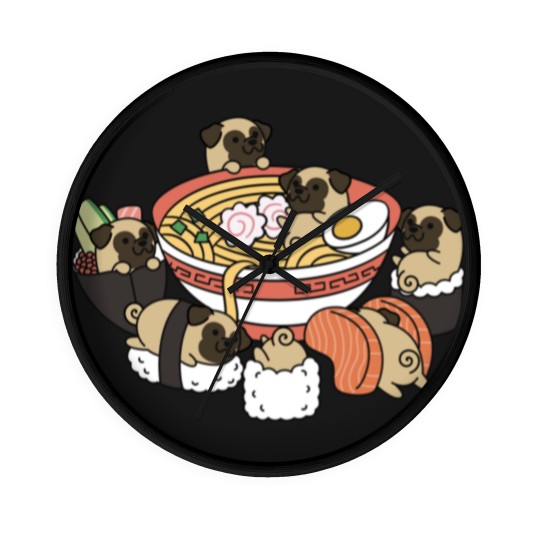 Discover Pug Ramen Sushi - Pug - Wall Clocks
