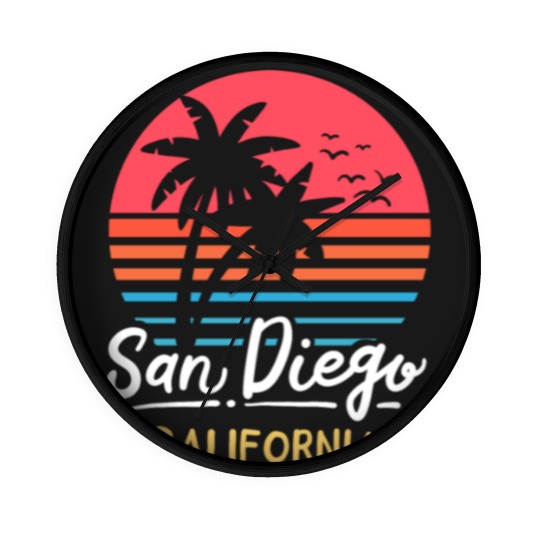 Discover San Diego California CA Vintage Wall Clocks