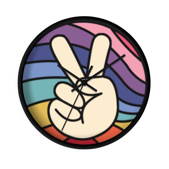 Discover Groovy Peace Sign Hand Hippie Vintage 70s Gift Wall Clocks