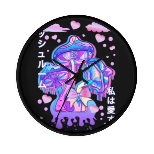 Discover Pastel Goth Mushroom Japan Kanji Wall Clocks