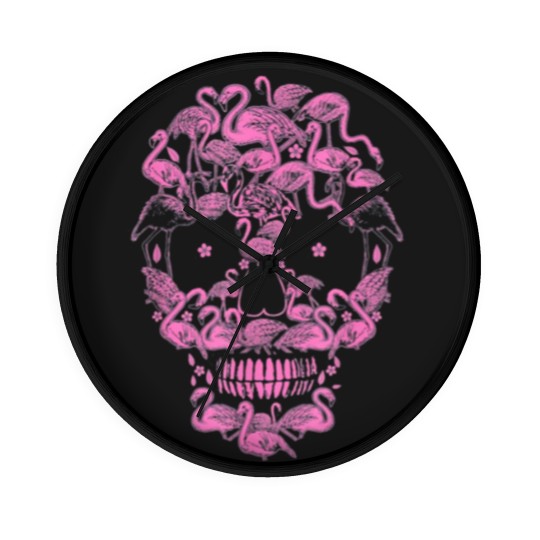 Discover Flamingo Skulls Funny Flamingo Lover Halloween Wall Clocks